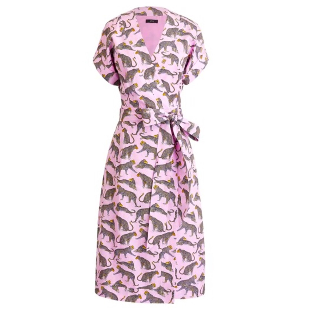 J. Crew Short Sleeve Wrap dress in Ratti Cheetah